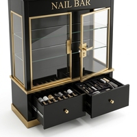 Vitrine de présentation de vernis à ongles en verre éclairée par LED de luxe, comptoir de rangement pour salon de beauté