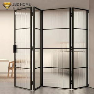 <span class=keywords><strong>Porte</strong></span> pliante en aluminium avec verre, pour <span class=keywords><strong>patio</strong></span> extérieur et intérieur, système coulissant et pliant invisible, cloison accordéon pour cuisine - Product Image 1