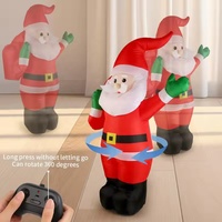 Décoration de Noël électrique de 113 cm, 2,4 GHz, rotation à 360°, télécommande, jouet gonflable en plastique, Père Noël en voiture, avec musique