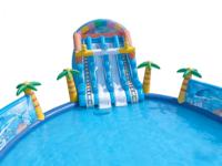 Parc aquatique gonflable commercial à thème océan tropical en PVC DST, double toboggan, capacité supérieure à 500 kg, couleurs et logo personnalisables, garantie 3 ans