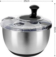 5l Handmatige Roterende Drainage Mand Fruit En Groenten Spinner Rvs Salade Spinner