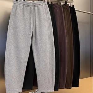 Pantalon <span class=keywords><strong>Banane</strong></span> Ample à Jambes Larges et Taille Élastique, Style Couple, Silhouette Courbe, Ourlet Lame Courbée, Couleur Unie, Décontracté, Collection Printemps - Product Image 2