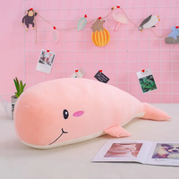 Jouets en peluche de baleine Beluga personnalisés de couleur rose et bleue, vente en gros, adorables animaux marins en peluche, oreillers en peluche de baleine