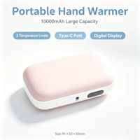 Calentador de Manos y Banco de Energía 2 en 1 de 10000mAh, Calentador Portátil con 3 Niveles de Temperatura, Pantalla Digital, Recargable Tipo-C