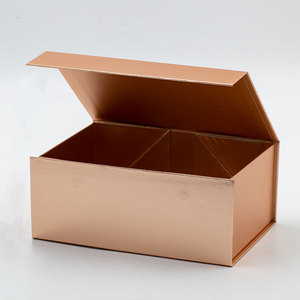 Custom Elegant Flat Fold Pack Bulk Magnetic Closure Rose Gold Gift <b>Box</b> with Ribbon Bow - Product Image 5