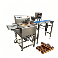 Máquina Automática de Recubrimiento de Chocolate para Galletas, Barras de Dátil y Otros Alimentos, con Túnel de Enfriamiento de Acero Inoxidable a Pequeña Escala