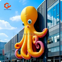Mascotte de méduse gonflable personnalisée en usine modèle de poulpe orange jaune gonflable Animal marin gonflable