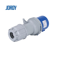 Steker Industri Tahan Aus Tinggi IP44 Tahan Air JORDY JD023 3P 32A 230V Biru Fase Tunggal Konektor Tugas Berat