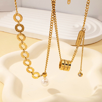 Collier tendance en acier inoxydable de luxe coréen, sans ternissement, avec pendentifs et breloques à pompons, plaqué or 18 carats, bijoux de mode pour femmes