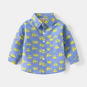 2024 Nieuwe Herfst Lente Jongens Blouse Cartoon Auto Bedrukte Shirts Kinderen Bedrukt Mode Shirt