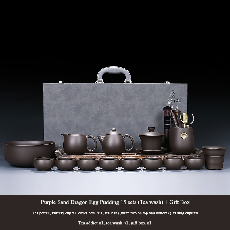 Pot à oeufs dragon de sable violet 15 pièces (lessive de thé) + boîte cadeau