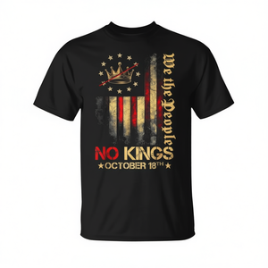 T-shirt No Kings Vintage con bandiera americana del 1776 ottobre 18 - Product Image 2