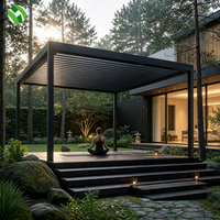 Pergola de terrasse moderne pour maison, toit à lames orientables manuel ou électrique, bande LED solaire en option, taille personnalisée pour cour familiale
