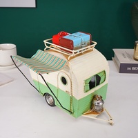 Modèle de voiture vintage en métal pour remorque en gros, pour cadeaux d'anniversaire d'entreprise, décoration de restaurant, couleurs vert et bleu