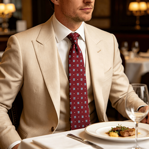 Cravates classiques en polyester pour hommes, motif géométrique à pois rouges, tissées jacquard, écologiques, pour le bureau, les mariages, les garçons d'honneur et le quotidien - Product Image 5