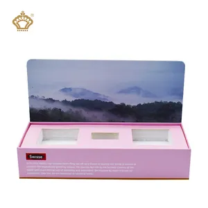 Customized Pink Hard Card Counter Skin Care Products Cosmetics Perfume Stand Display Rack With Sponge Bottom