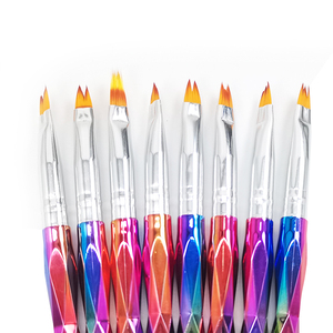 Lot de 5 pinceaux de précision roses à manche métallique pour nail art, poils en nylon, pour peinture au gel acrylique, outils personnalisables avec logo - Product Image 2