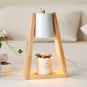 Solid Wood Candle Melt Warmer Table Lamp Aromatherapy Candle Warmer Lamp Gift Set Led Table Lamp <b>Light</b> - Product Image 2