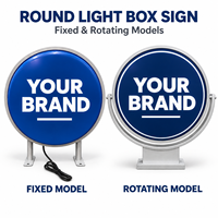 Vente directe d'usine, panneau publicitaire LED rond mince à fixation murale, boîte à lumière rotative, boîte à lumière double face