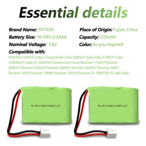 JINTION NIMH 2/3AAA 210MAH 3,6 V NiMH batería recargable para <span class=keywords><strong>Dogtra</strong></span> Receptor BP20R 202NCP 282NCP Collar de entrenamiento para perros - Product Image 4
