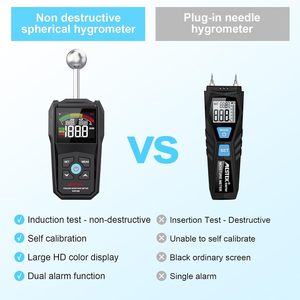 WM7088 Hygromètre portable sans broche <span class=keywords><strong>pour</strong></span> <span class=keywords><strong>bois</strong></span>/murs/plaques <span class=keywords><strong>de</strong></span> plâtre/béton/<span class=keywords><strong>bois</strong></span> <span class=keywords><strong>de</strong></span> <span class=keywords><strong>chauffage</strong></span> avec détection <span class=keywords><strong>de</strong></span> 40 mm, écran LCD 3 couleurs et alarme sonore - Product Image 6