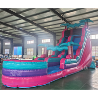 Toboggan aquatique gonflable couleur vive avec grande piscine, toboggan aquatique à une voie pour enfants, idéal pour les fêtes d'été, structure aquatique gonflable