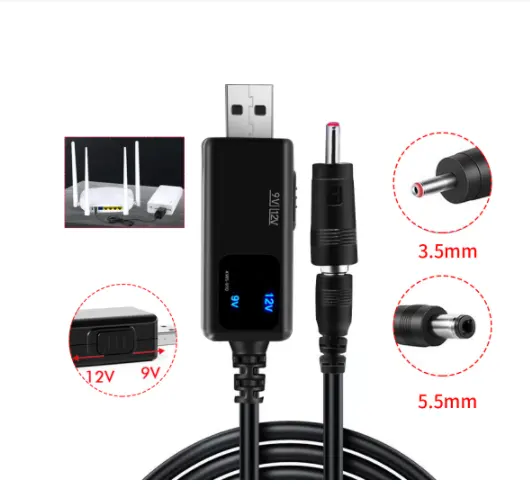 USB vers DC 5.5/3. Adaptateur de câble d'alimentation USB DC, fiche 5mm, 5V, 9V, 12V, pour Route, fil WIFI, connecteur USB
