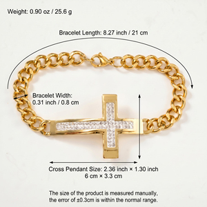 unisex chunky cuban <b>crystal</b> cross bulk wholesale <b>bracelet</b> personnalisé stainless steel <b>bracelets</b> - Product Image 6