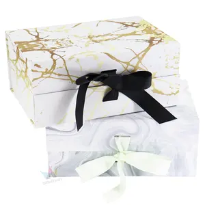 Завод удивил Элегантное свадебное платье одежды складной картон плоский складной Подарочная коробка Упаковка с лентой