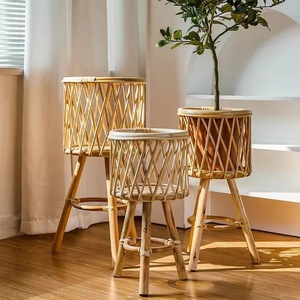 Nordic bamboo storage rack, multi-functional scene rack, bamboo woven rack, living room plant rack - Product Image 5