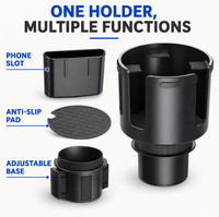 Adaptateur extensible pour porte-gobelet de voiture 2 en 1, organisateur extensible multifonctionnel pour l'intérieur de la voiture avec support pour téléphone, plastique noir