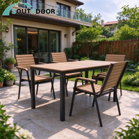 Ensemble de meubles de jardin et de salon modernes et durables en aluminium, 7 pièces, avec chaises et table de bistrot
