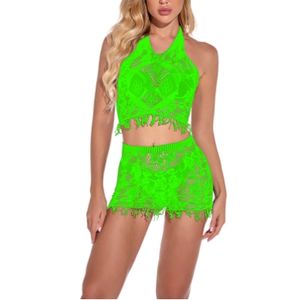 تخفيضات كبيرة للنساء مقاس كبير بدلة شبكية مثيرة مع حمالة خصر مجوف مجموعة تنورة ضيقة مناسبة - Product Image 2