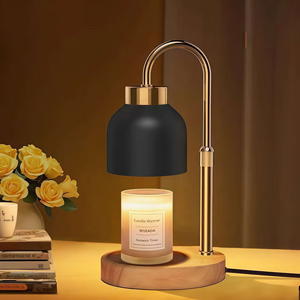 Lampe chauffe-bougie électrique moderne en <span class=keywords><strong>bois</strong></span> avec luminosité réglable, brûleur d'arômes multi-prises avec minuterie, 1 <span class=keywords><strong>mèche</strong></span> pour salon et chambre <span class=keywords><strong>à</strong></span> coucher - Product Image 4