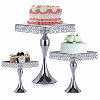 Support à gâteau plaqué or antique, de haute qualité, avec des perles de cristal, plateau à gâteau luxueux en métal, support à cupcakes en métal pour mariage