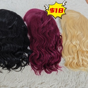 Promoción $18 Non Lace Bang Color rizado peluca 14 pulgadas máquina <span class=keywords><strong>Mad</strong></span> peluca corta Bob peluca al por mayor cabello humano con explosión para mujeres negras - Product Image 1