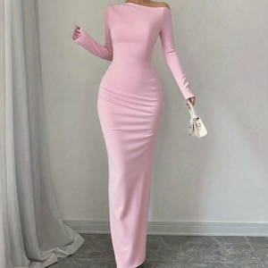 Robes ajustées à manches longues et épaules dénudées à imprimé floral pour femmes, mode - Product Image 5