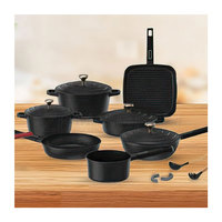 Nouveau design 10 pièces casserole coulée sous pression ensemble de batterie de cuisine peu profonde Dubai vente chaude moins cher cuisinières