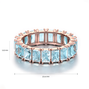 Bague de luxe certifiée en moissanite taille émeraude pleine éternité, or VVS, passe le testeur de diamant, alliance empilable, bijoux pour femme - Product Image 1