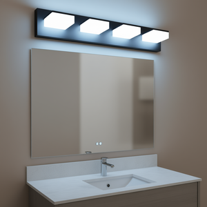 Modern 4-Light 25-Inch <b>LED</b> Bathroom Vanity Light Matte Black Acrylic <b>Wall</b> Mounted Cool White <b>Mirror</b> Lamp - Product Image 2