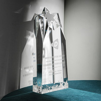 Trophée en cristal Creative Trade en forme d'étoile à cinq branches, personnalisable par gravure sablée et impression de logo, récompense pour les sports