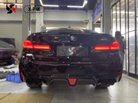 Kit carrosserie diffuseur de pare-chocs arrière en fibre de carbone sèche style CS avec LED pour BMW M5 F90 2017-2023 – Pièces de tuning aérodynamique extérieur