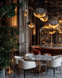 أثاث داخلي لمطعم بتصميم ثلاثي الأبعاد أثاث مقهى من الفولاذ المقاوم للصدأ وكرسي بالأزرق - Product Image 2