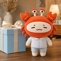 Peluche Costume de Crabe Orange Adorable, Poupée Douce et Moelleuse en Pyjama Marin avec Visage Endormi, Fabricant OEM ODM Personnalisé de Cadeaux
