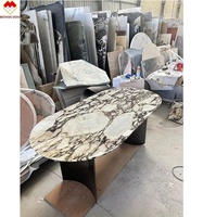 Table à manger et table basse en marbre Calacatta pour alto moderne par le fabricant chinois Pied en acier inoxydable pour la maison et les meubles de cuisine