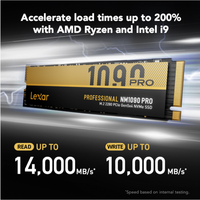 Lexar NM1090 PRO PCIe 5.0 NVMe M.2 2280 SSD Profesional Internal SSD dengan kecepatan baca hingga 14.000MB/s dan kecepatan tulis 10.000MB/s.