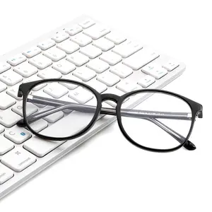 Venta al por mayor ojo gafas marco redondo grande-Gafas con marco redondo grande para mujer, protección ocular antiradiación, Tr90, luz azul, filtro de bloqueo, para ordenador, luz azul