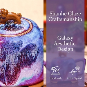 กาน้ำชาเคลือบสีแบบเปลี่ยนสีได้ สไตล์จีนโบราณ ความจุ 240 มล. ชุดกาแฟและชา ของขวัญสุดสร้างสรรค์ สีแดงจีน - Product Image 3