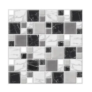 Carta da parati moderna 3D piastrelle bagno <span class=keywords><strong>bianco</strong></span> nero 3D dimensionale <span class=keywords><strong>adesivo</strong></span> impermeabile a prova di umidità adesivi murali per bagni - Product Image 1