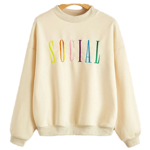 Wholesale High Quality 360 GSM Cotton Heavyweight Crewneck Custom <b>Rainbow</b> Embroidered Drop Shoulder Unisex Streetwear Sweatshirt - Product Image 1